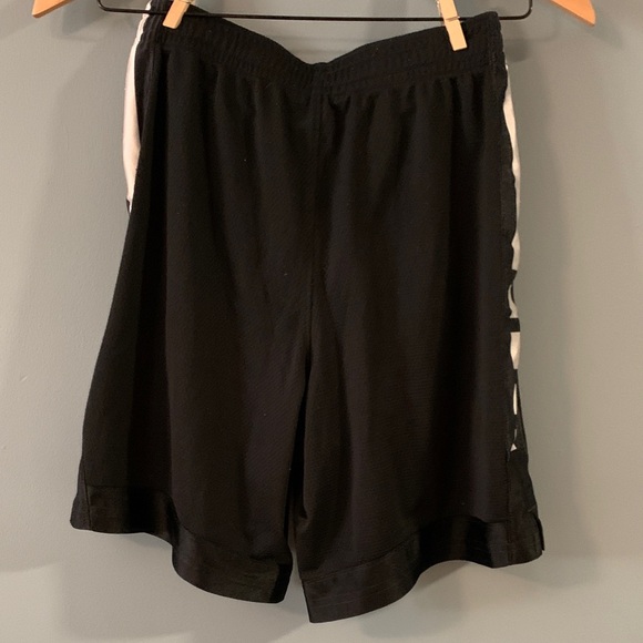 Nike Black Athletic Mesh Shorts with White Swoosh and Side Stripe - Picture 6 of 6